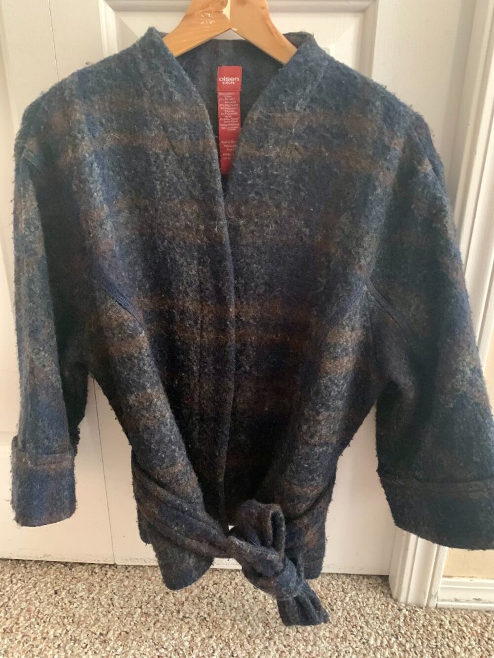 Wool Blend Vintage Olsen Jacket with Tie